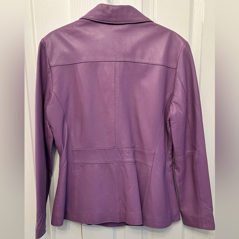 Vintage Pelle Studio Lilac Leather Blazer Womens S | Lambskin by Wilsons The Lea - Picture 2 of 9